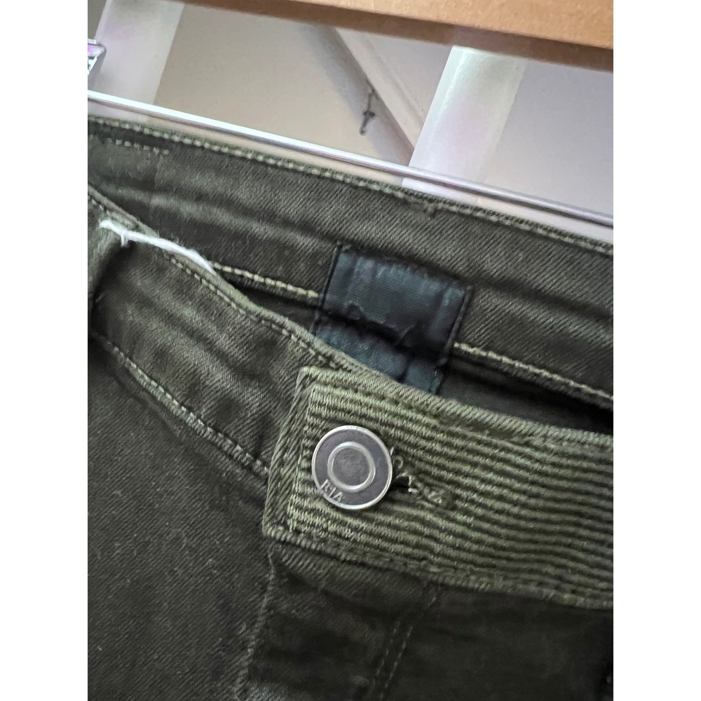 RtA Olive Green Distressed Knee Skinny Jeans Raw Hem Made in LA Womens Size 26 - Picture 2 of 5